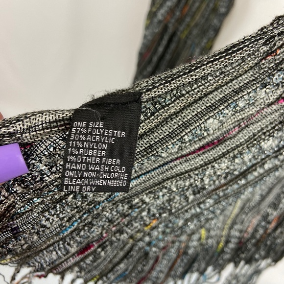 CUTE metallic grey/black w/rainbow sewnWide Scarf - Picture 5 of 10